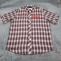 Rocawear Shirt Mens XL Red Short Sleeve Spread Collar Plaid Tweed Logo Button Up - £20.25 GBP