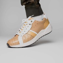 Lyon II Genuine Ostrich and Calfskin Fashion Sneaker Orix / White image 7