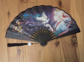 Japanese Art Print Silk Hand Folding Fan Fashion Decor There Is Feng Laiyl - $27.23