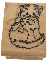 Rubber Stampede Rubber Stamp Kitty Cat Bow Small Animal Long Tail Card M... - $5.99