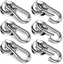 6 Pack Magnetic Hooks with Swivel Carabiner, 70LBS Neodymium Magnet Hook... - $21.27 CAD