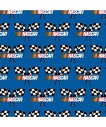 Fleece NASCAR Checker Flag Racing Logo Blue Sports Fleece Fabric Print A... - $282.15 MXN