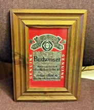 Wood Framed Fair Carnival Prize Budweiser Beer Bar Sign Glass Foil - $628.83 MXN