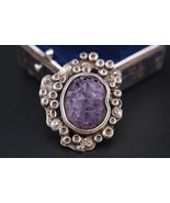 Vintage Miracle Celtic Revival Brooch – Faceted Amethyst Glass &amp; Silver-... - $39.24 CAD