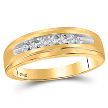 10kt Yellow Gold Womens Round Diamond Single Row Channel-set Band Ring 1/6 Cttw - £288.21 GBP
