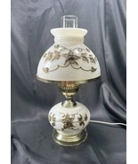 VINTAGE MILK GLASS and BRASS &quot;GONE WITH THE WIND&quot; TABLE LAMP - Brass Flo... - £54.92 GBP