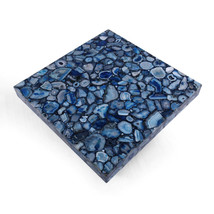 Blue Geode Agate Stone Square Coffee Table Slab Tops Restaurant Outdoor Decors - £520.30 GBP