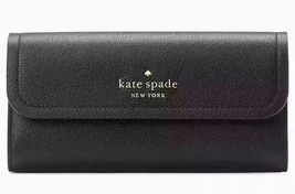 Kate Spade Rosie Large Flap Wallet Black Leather KB014 NWT Clutch $229 Retail - £59.33 GBP