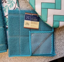 Kitchen Linens Set 7pc Towels Dishcloths Mitts Blue Turquoise, Live Joy Laughter image 5