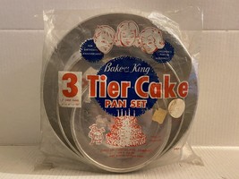 Vintage Bake King 3 Tier Cake Pan Set 2&quot; Deep, 6&quot;, 8&quot;, 10&quot;. New - £23.35 GBP