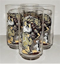4 Coca Cola Glasses Norman Rockwell Boy with Dog 5.5&quot; Tall Tan Brown Cok... - $34.64