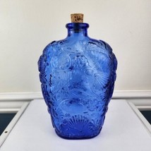 Libbey Vintage Cobalt Blue Glass Bottle Seashells 9&quot; Tall Canada - $22.77