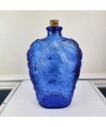 Libbey Vintage Cobalt Blue Glass Bottle Seashells 9&quot; Tall Canada - £18.24 GBP