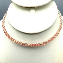 AB Pink Memory Wire Choker, Faceted Crystal Beaded Necklace, Elegant Pastel - £22.17 GBP