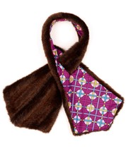 ECHO VINTAGE Collection FAUX FUR Crossover Scarf DARK BROWN Geo Dot Print - £71.18 GBP
