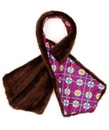 ECHO VINTAGE Collection FAUX FUR Crossover Scarf DARK BROWN Geo Dot Print - £70.98 GBP