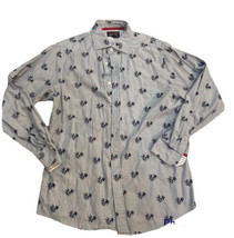Cremieux Button Up Shirt Men Large L Gray Floral Long Sleeve Cotton - $16.82