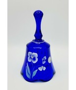 Fenton Cobalt Blue Hand Painted Floral 95th Anniversary Bell Signed C. I... - £31.30 GBP