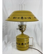 Vintage Tole Toleware 16.5” Metal Mustard Yellow Table Hurricane Lamp Shade - £88.70 GBP