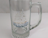 Vintage Clear Sailboat Ship Out To Sea 5.5&quot; Drinking Mug Stein - $24.74