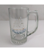 Vintage Clear Sailboat Ship Out To Sea 5.5&quot; Drinking Mug Stein - $24.74