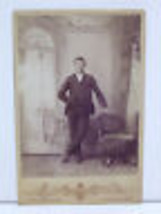Full View Cabinet Photo Attractive Young Man Suit 1800s - £7.60 GBP