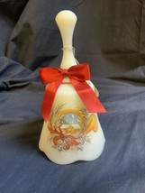 Vintage Fenton Glass Musical  Christmas Bell Light a Candle ‘White Chris... - $33.20