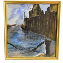 Painting Art Gouache Signed Framed Mid Century Seascape - £335.90 GBP