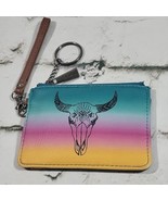 Catchfly Coin Purse Card Holder Western Skull Multicolor Print Zippered ... - £8.88 GBP