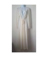 Vintage Lorraine Long Robe Ivory Polyester with Lace Trim and Cuffs Fits... - £24.53 GBP