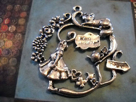 Alice in Wonderland Pendant Antiqued Silver Fairy Tale Charm Focal Penda... - $5.45