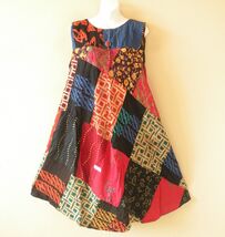 PD15 Patchwork Abstract Bohemian Peasant Boho Women Umbrella Sun Dress -... - $24.90