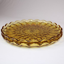 Set Of 2 Vintage Anchor Hocking Fairfield Amber Glass Cake Plate Serving Platter - $20.20