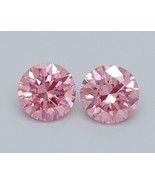 PINK Round Pair Fancy 1.31 Cts VS2 Lab Grown CVD Diamond for Earring - €653,77 EUR