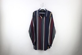 Vtg 90s Streetwear Mens XL Faded Rainbow Striped Long Sleeve Rugby Polo Shirt - £39.53 GBP