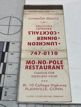 Matchbook Cover. Mo-No-Pole Restaurant  Plainville, CT  gmg  Unstruck  F... - $12.38