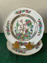 Pair Coalport INDIAN TREE Luncheon Plates Beaded Old Marks England - £23.58 GBP