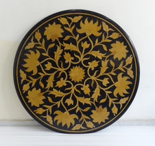36&quot; Black Marble Center Coffee Table Top Handicraft Inlay Floral Hallway Decors - £1,326.79 GBP