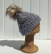 Hot item! Fur Pom Winter Warm Trendy Chunky Knit Beanie Hat &amp; Plush Lining #D - £7.50 GBP