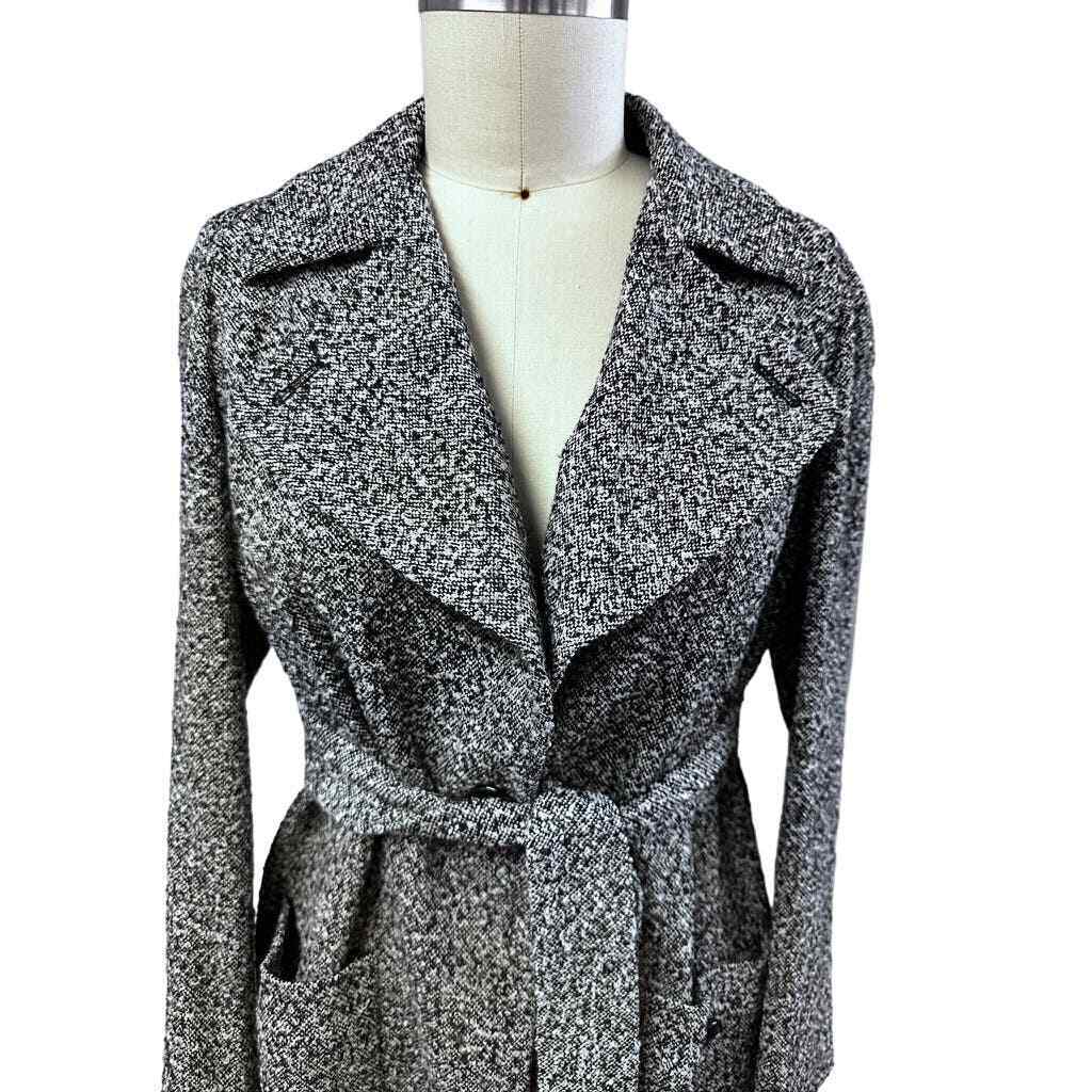 VTG Alpaca Blend Agnona Bergdorf Goodman Sz 44/L/XL Blk/Wht Tweed Jacket w/Belt Item image 2