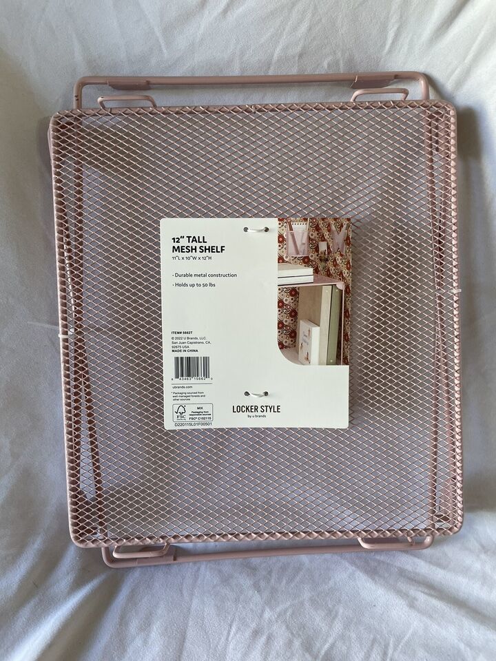 U Brands Locker Style 12 &quot; Tall Metal Mesh Shelf 11&quot;x10&quot; New Pink - $14.03