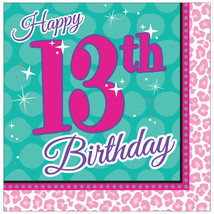Sparkle Spa 13th Happy Birthday Party 16 Lunch Napkins - £3.62 GBP