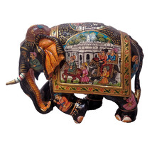 Wood Painted Elephant Home Decorative Elephant Height 6.5 Inches - £79.24 GBP