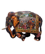 Wood Painted Elephant Home Decorative Elephant Height 6.5 Inches - £79.93 GBP