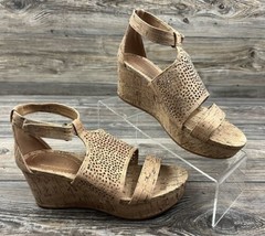 Baretraps RAISIE Women&#39;s Sandals Natural Cork Wedge Heel Ankle Strap Siz... - $20.79
