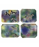 Set Of 4 Elliott Studio Pottery Handpainted Trays Zebras Orca Whales Spl... - $1,039.74 MXN