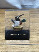 Vintage Canada Mallard Duck Flying Lucite Paperweight Souvenir Travel KG JD - £15.82 GBP