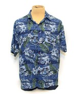 Hathaway Men’s Blue Floral Hawaiian Button Down Short Sleeve Shirt Large - £7.79 GBP