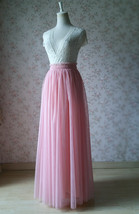 Pink Maxi Long Tulle Skirt Outfit Women Custom Plus Size Fluffy Tulle Maxi Skirt image 2