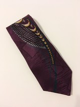 LT Designs Neck Tie 100% Silk Purple Gray Green Gold Abstract Menswear - £19.65 GBP